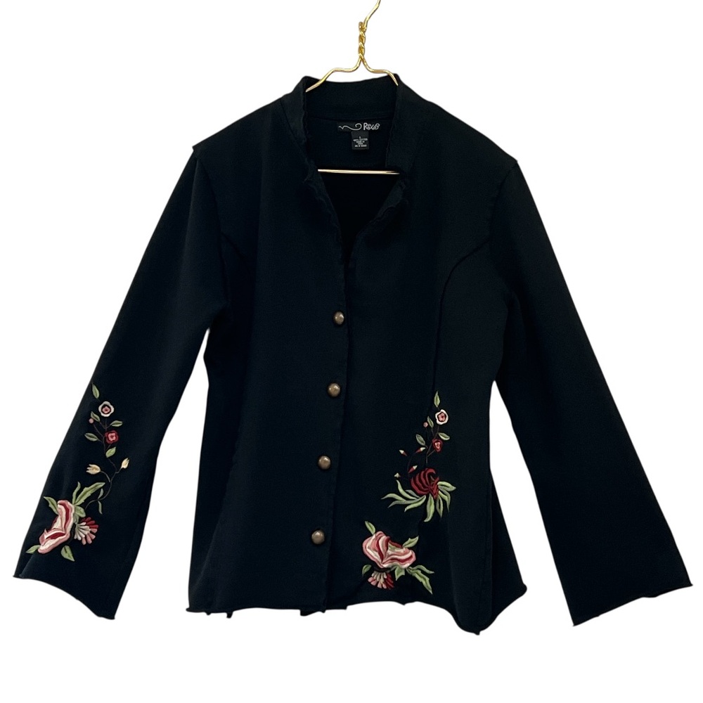 RXB Embroidered Boho Floral Raw Edge Cotton Jacket - Picture 11 of 11